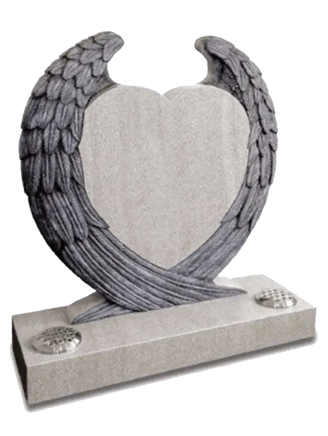Attenborough memorial with hand-carved wings and heart