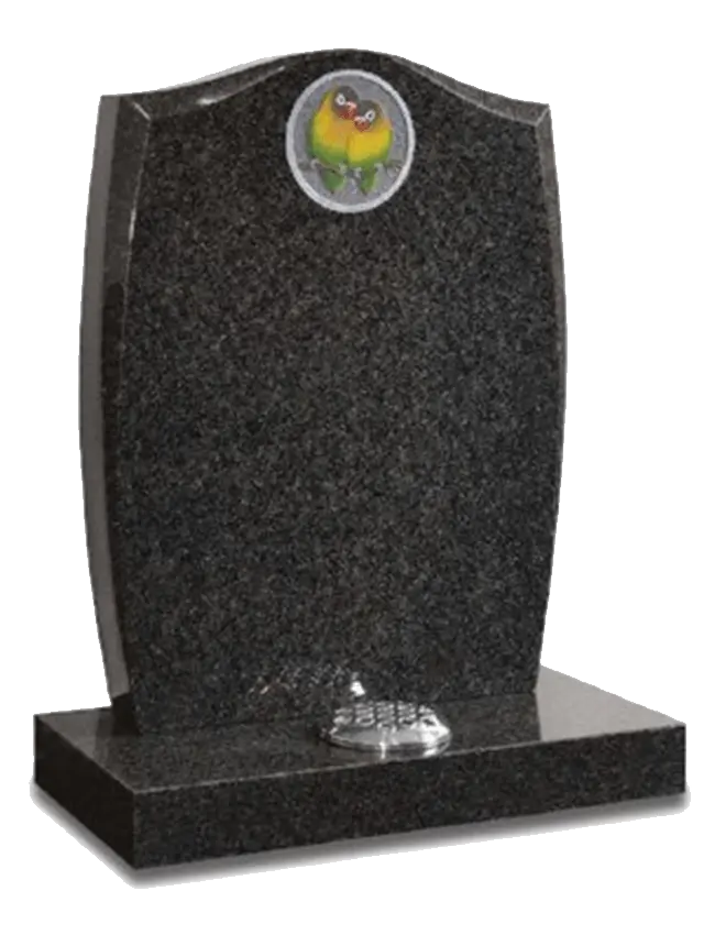 Beauvale polished memorial with inset love birds