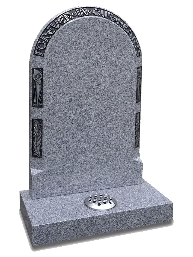 Clipston light grey granite memorial with calla lily border