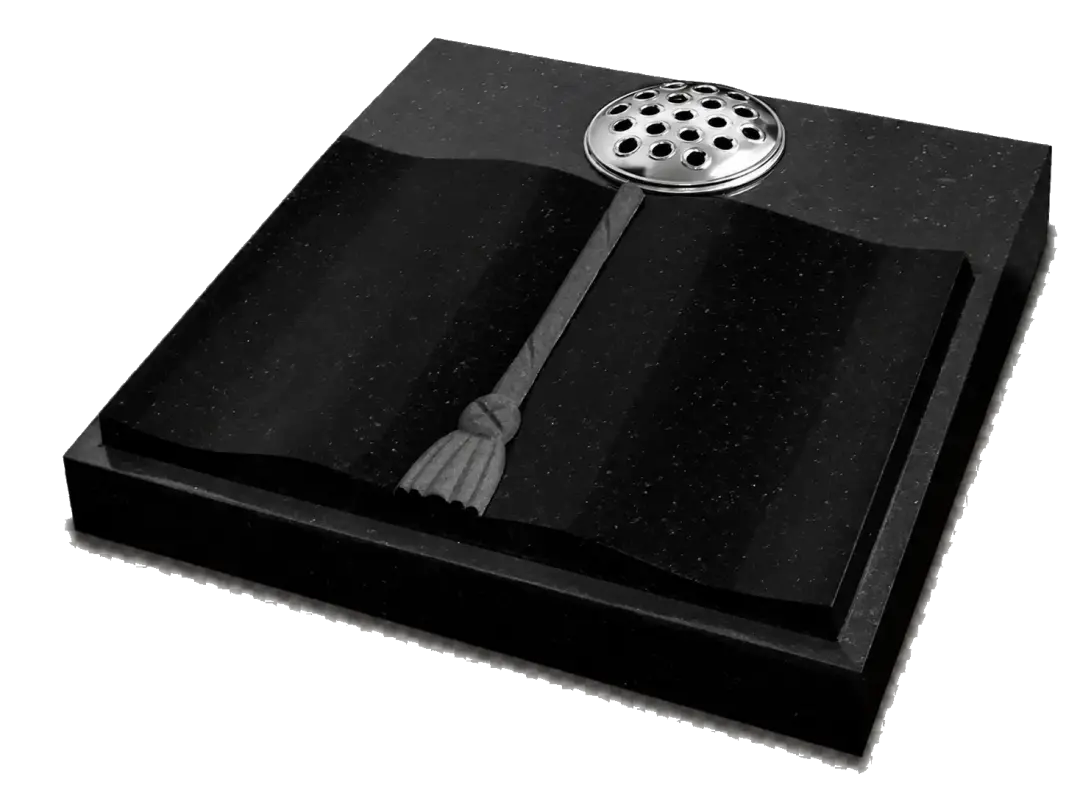 Book-shaped cremation plaque with a flower vase